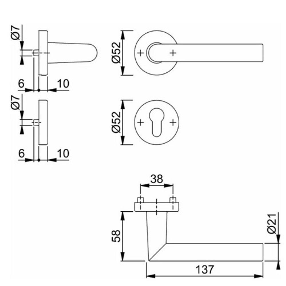 Нажимной гарнитур НОРРЕ E1400Z/42KV/42KVS (Amsterdam) PZ F69 (нержавеющая сталь матовая)