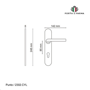 Ручка на планке PORTA DI PARMA Punto CYL PVD золото