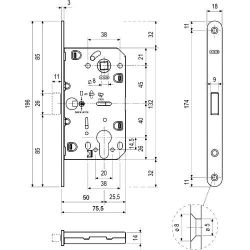 Замок межкомнатный под цилиндр AGB MEDIANA POLARIS B06103.50.91.567 (белый) /40711/