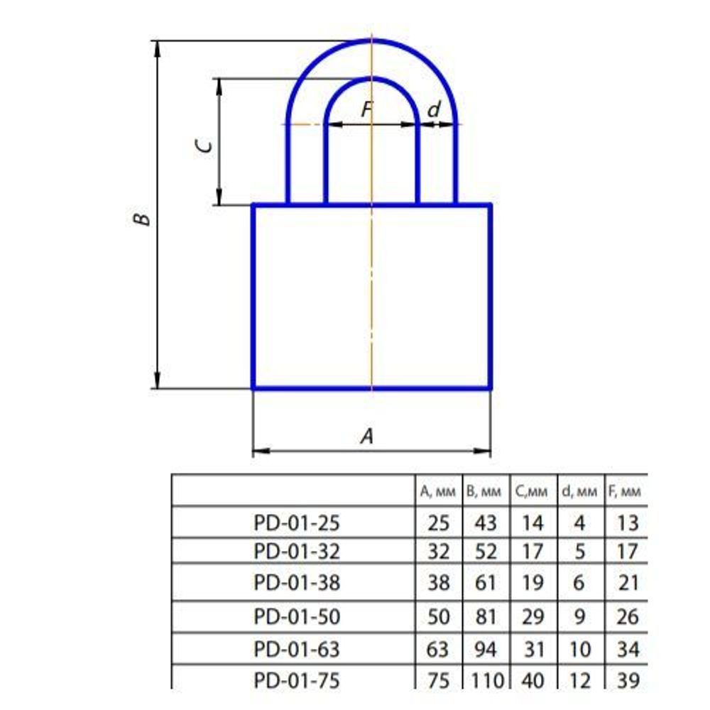 Замок навесной APECS PD-01-50