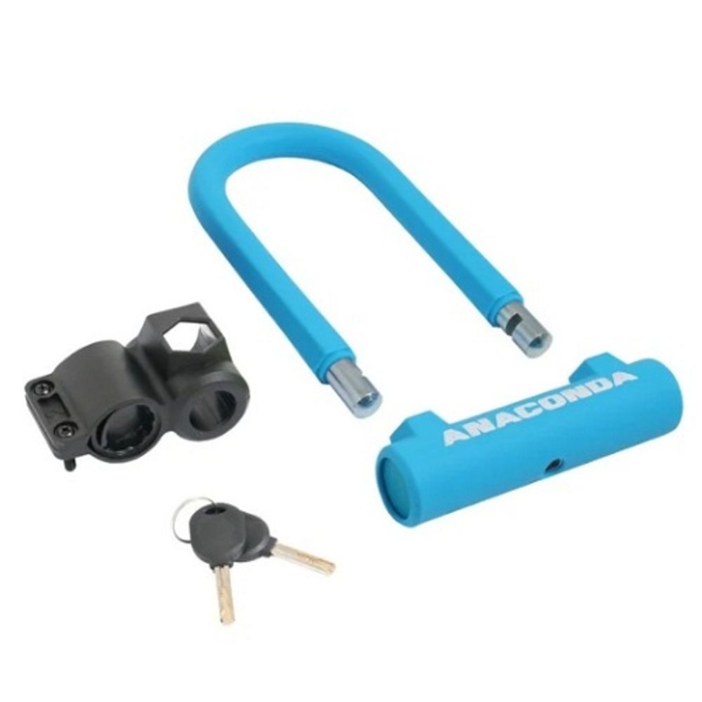 Замок навесной всепогодный АВАНГАРД АНАКОНДА Т608 СИНИЙ с креплением на раму (силикон)