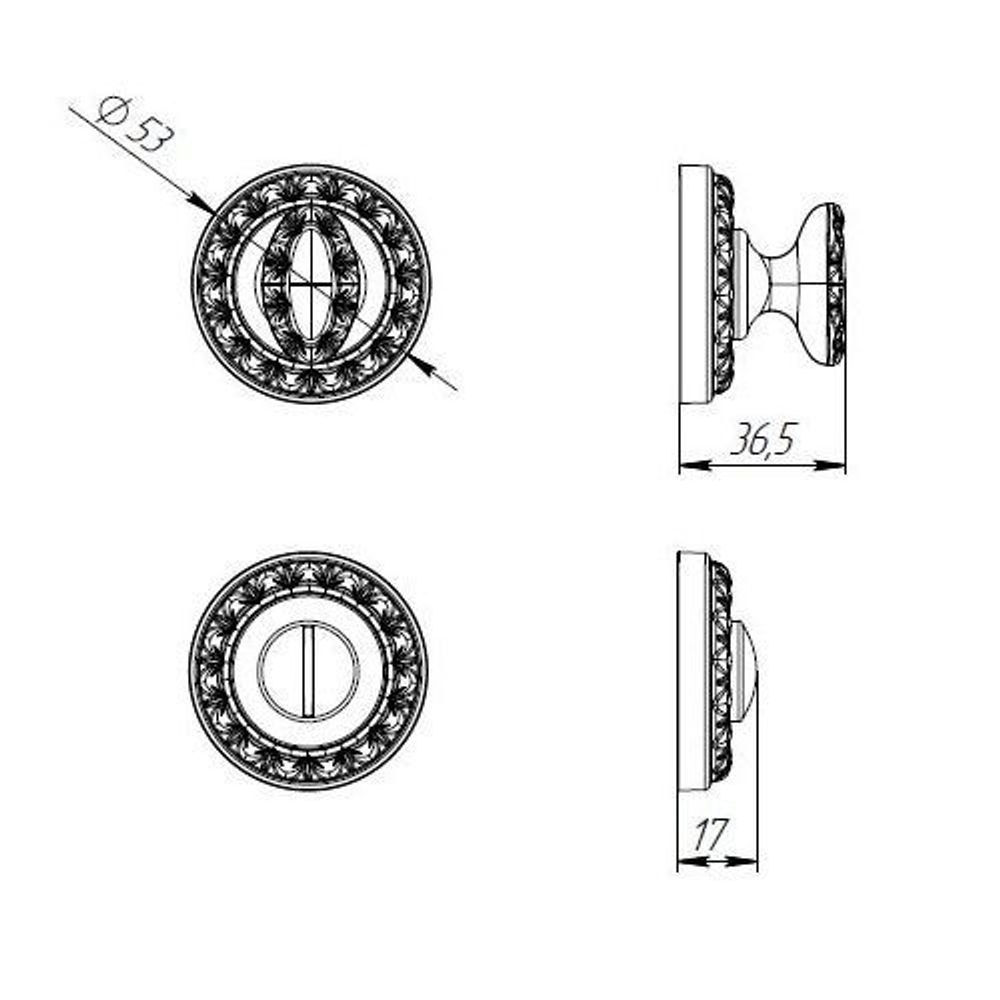 Ручка поворотная PUNTO BK6 MT OB-13 антич.бронза /39605/