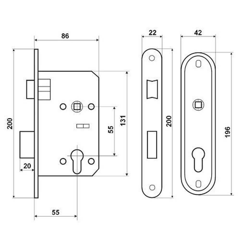 Замок врезной APECS 1623 G золото
