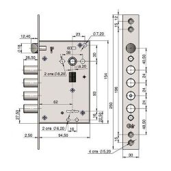 Замок врезной КРИТ-М ЗВ-А20-Хп 4кл. хром