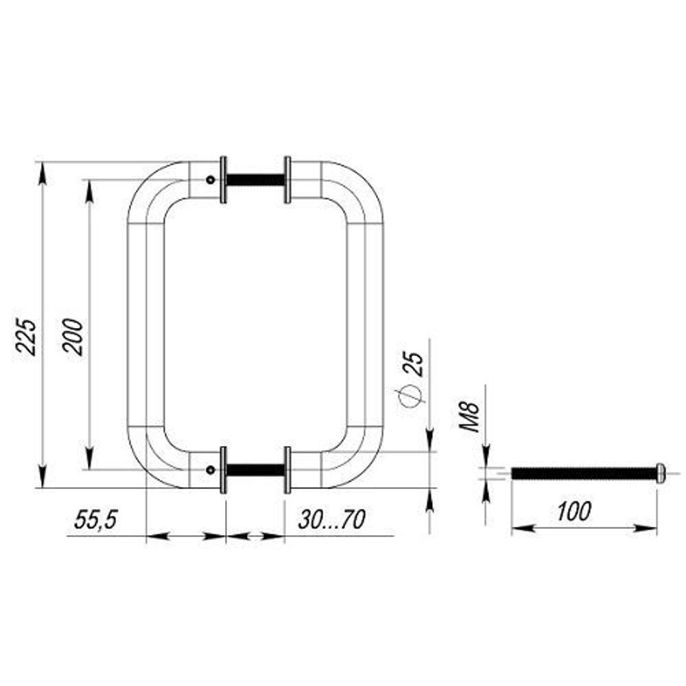 Ручка-скоба FUARO PH-21-25/200-INOX нержавейка 304 /35827/