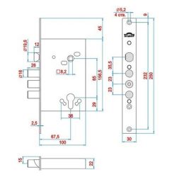 Замок врезной ЭЛЬБОР 1.01.27 б/ц Лазурит