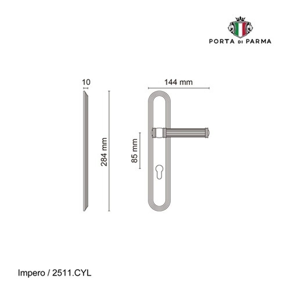 Ручка на планке PORTA DI PARMA Impero CYL PVD золото