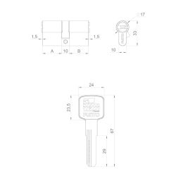 Цилиндровый механизм PUNTO Z300/70 mm (30+10+30) BL черный 5 кл. /63905/
