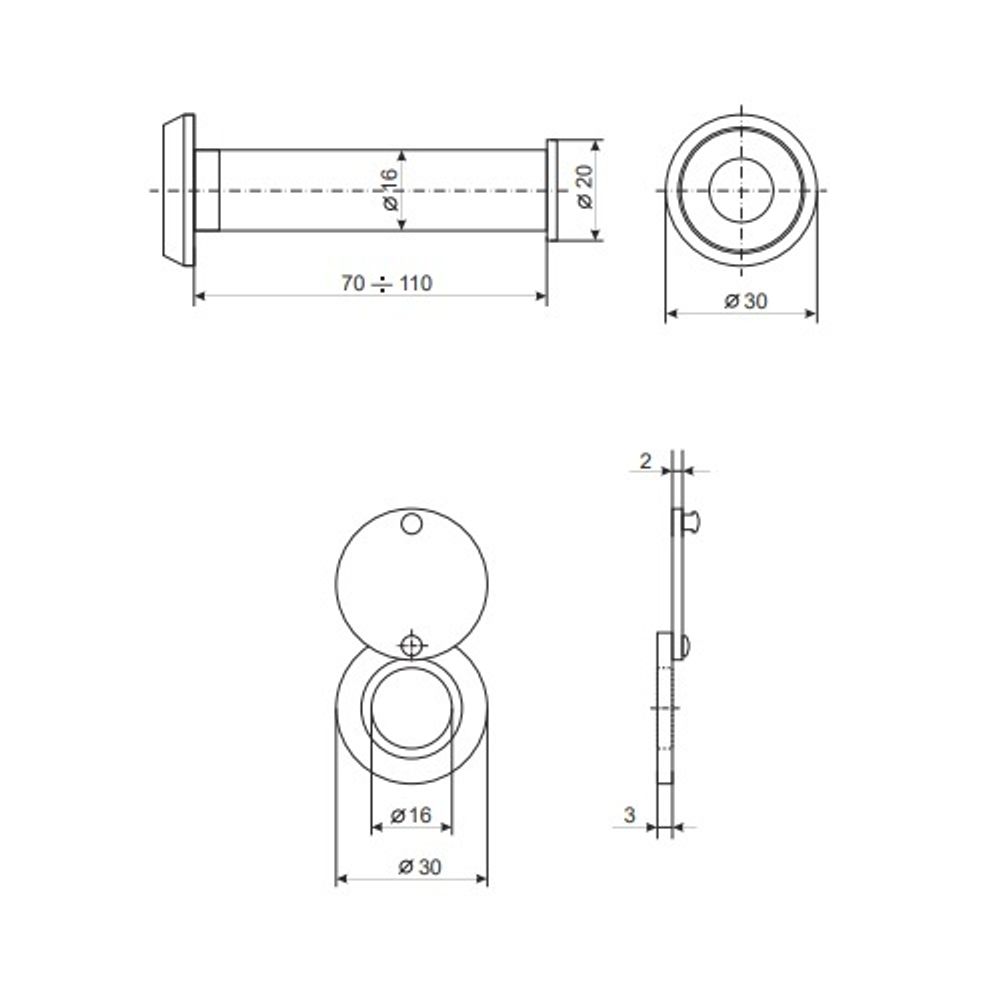 Глазок дверной APECS 6016/70-110 AB бронза