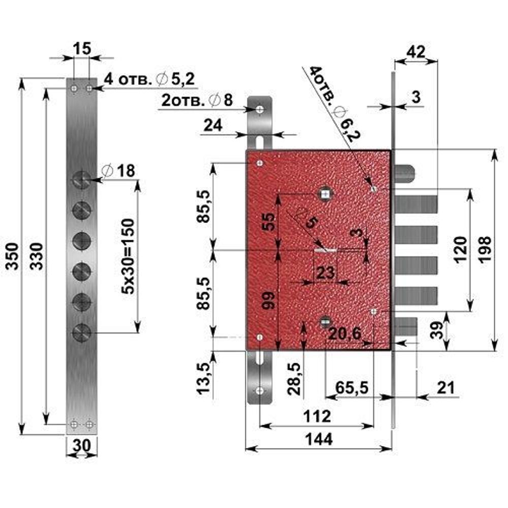 Замок врезной ГЕРИОН Супер-Конкурент РЗТ (б/р) правый