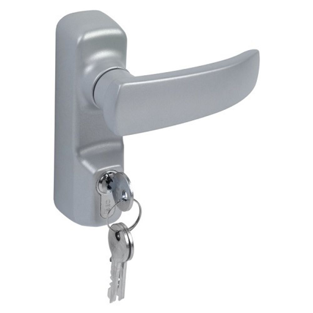 Внешняя нажимная ручка DOORLOCK DL PD900FR/H1, серебристая MG, с цилиндром