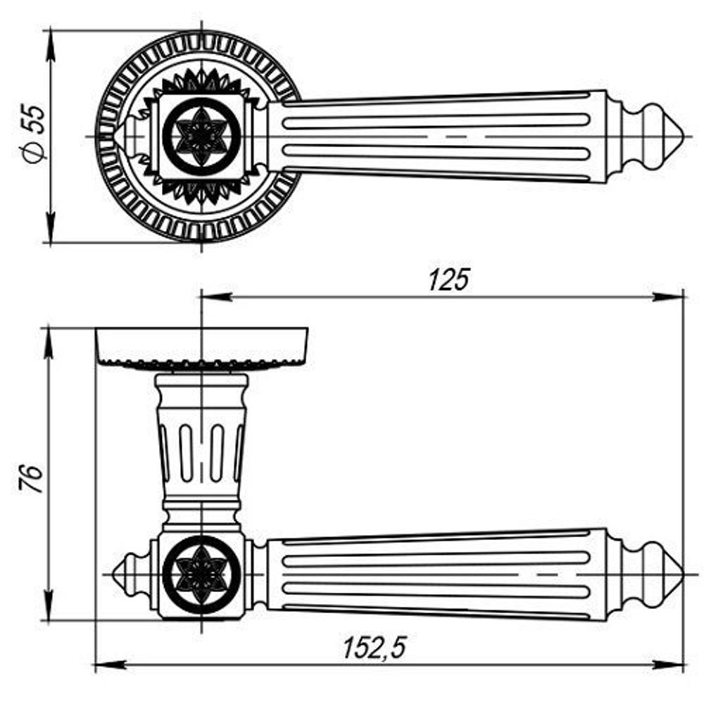 Ручка раздельная ARMADILLO MATADOR CL4 GOLD-24 золото 24К /28721/