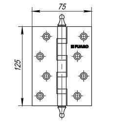 Петля дверная универсальная FUARO 4BB/A/BL 125x75x2,5 CP хром /30979/ (1 шт)
