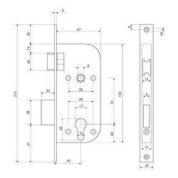 Замок врезной APECS 1223/60 G золото