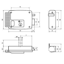 Замок накладной эл/мех. LOGOLINE 730.60.3 (дверь правая, открывается наружу)