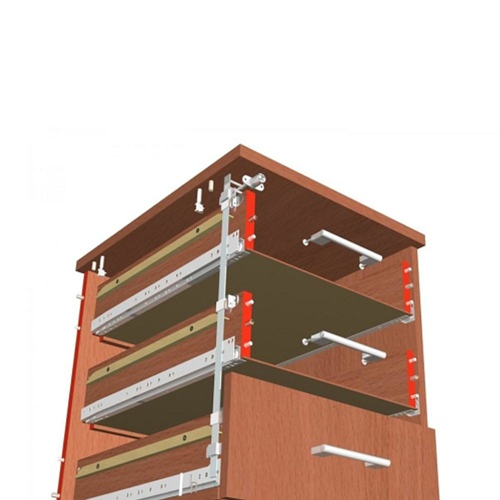 Замок мебельный центральный 288-500 на 3 ящика 19мм штырьевой (комплект)