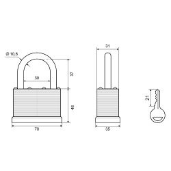 Замок навесной PALLADIUM 901S-65