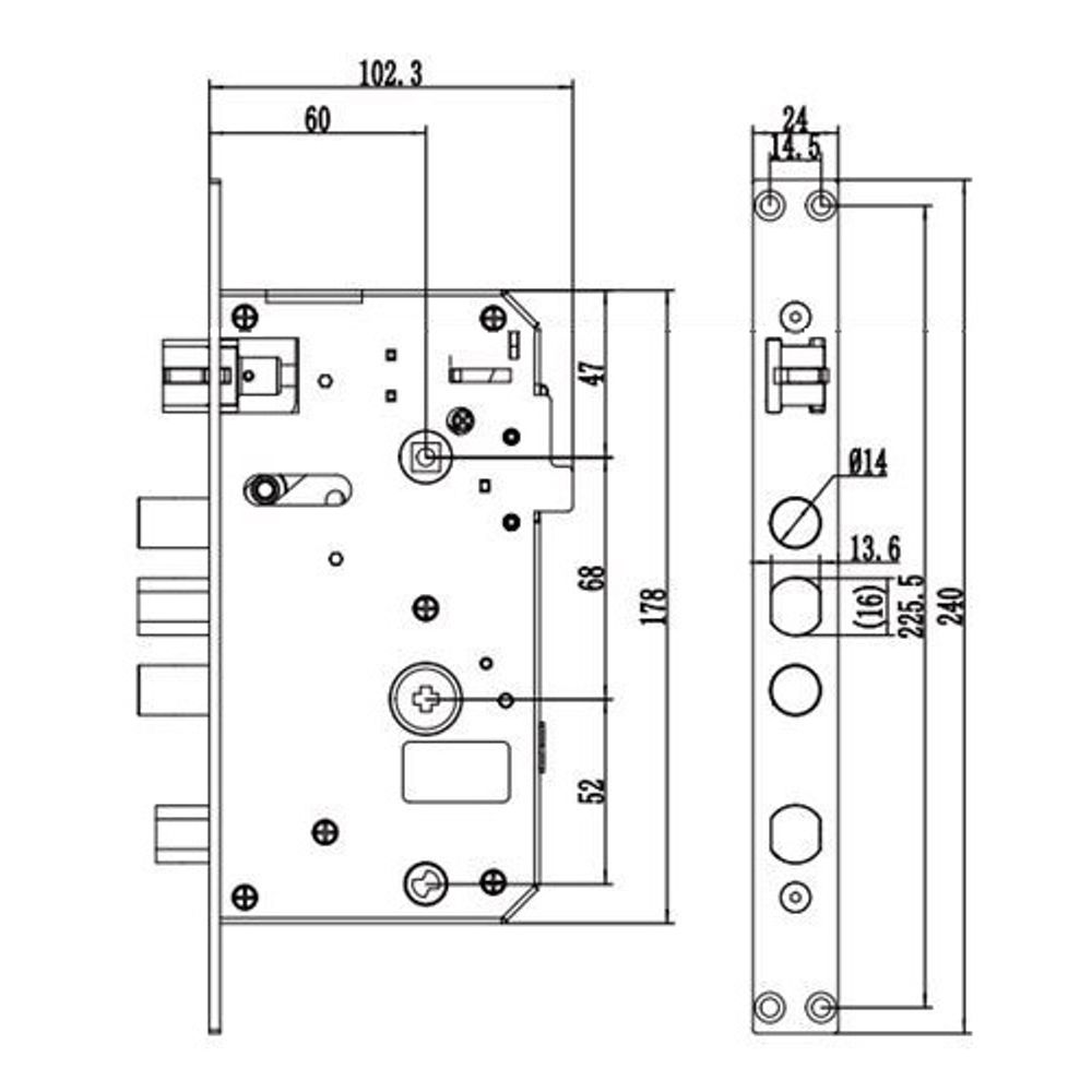 Замок врезной электронный с ручкой KAADAS S500 с отпечатком пальца, черный /47417/