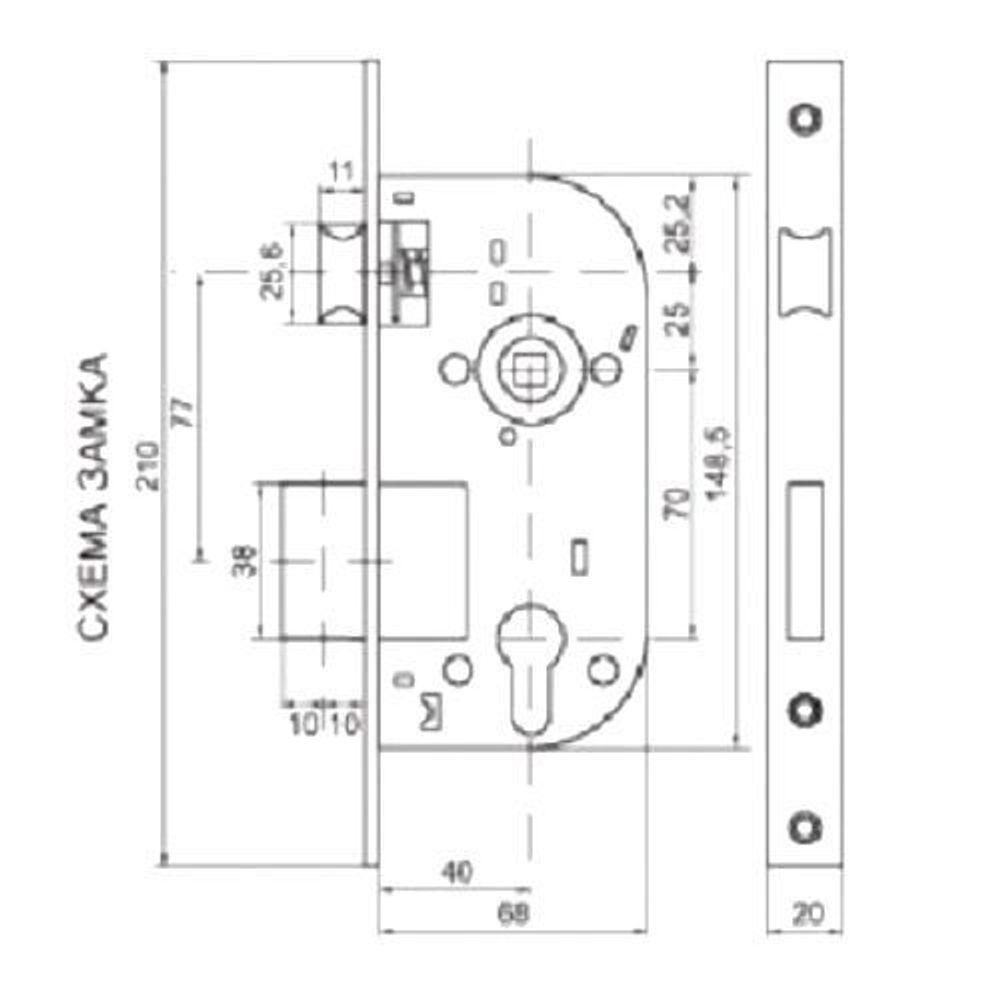 Замок врезной БУЛАТ ЗВ4-1.70.64.05 Прима золото