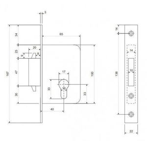 Замок врезной APECS 94-H/60 CR хром