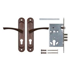 Корпус врезного замка с ручками на планке AJAX KIT А5-3155/3 W/B /41569/