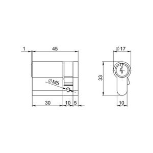 Цилиндровый механизм FUARO 100 ZA 45 (5+10+30) CP хром 5 кл. /59317/