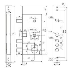 Замок врезной ГАРДИАН ЗВ 50.15 (4кл.) длинный кл. 59мм /32937/