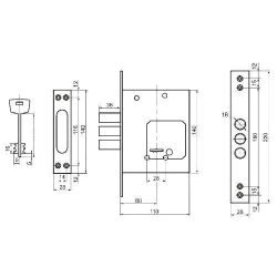 Замок врезной ЗВ 257L - 3P