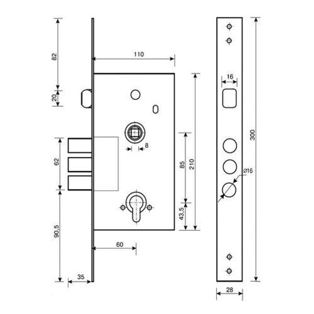 Замок врезной APECS T-52 NI никель