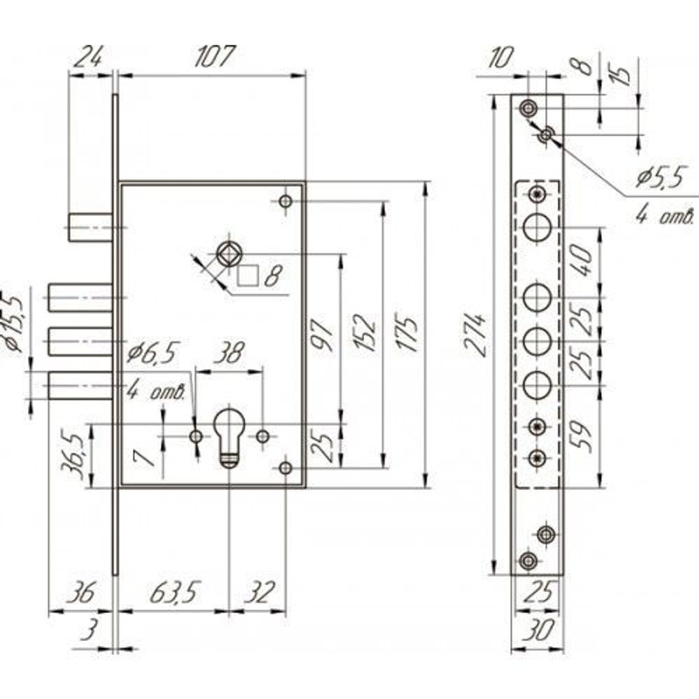 Замок врезной МЕТТЭМ ЗВ1 712.0.0 /25623/