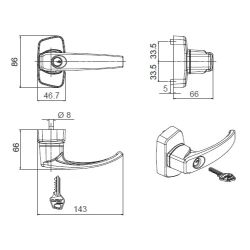 Внешняя ручка для Juvarra, цилиндр в рукоятке, черная