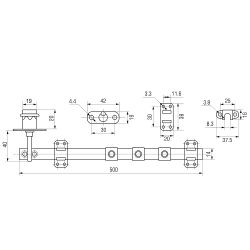 Замок мебельный центральный 288-500 на 3 ящика 19мм штырьевой (комплект)