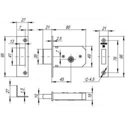 Замок врезной FUARO 200 F CP хром 5кл. /15370/