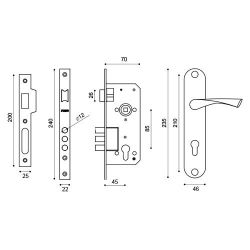 Замок врезной PUNTO KIT P90 4585/3 CRONA SN (мат.никель) 5кл /41709/
