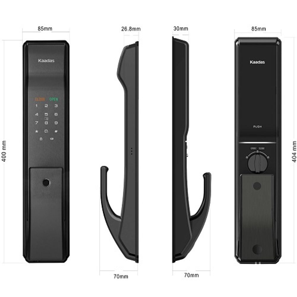 Замок врезной электронный KAADAS K9-5W с отпечатком пальца, со встроенным модулем WIFI, черный /4741