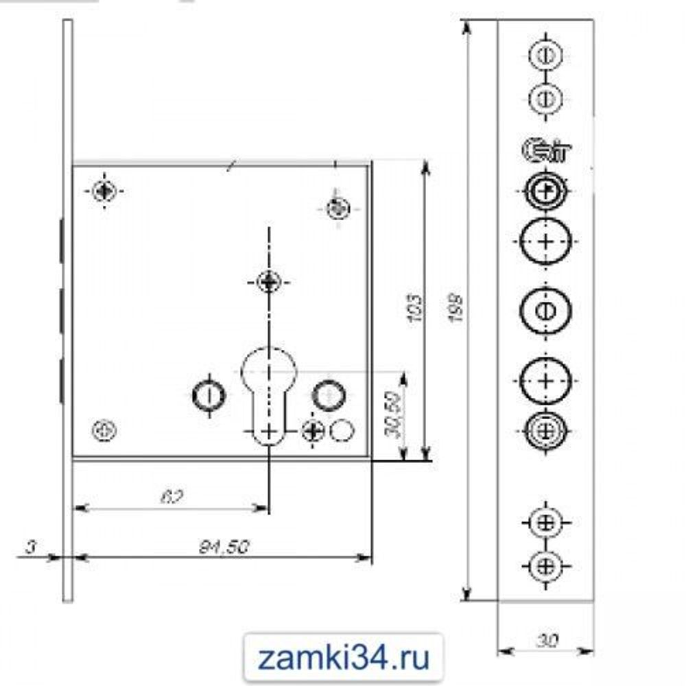 Замок врезной КРИТ-М ЗВ-А1-Хп хром