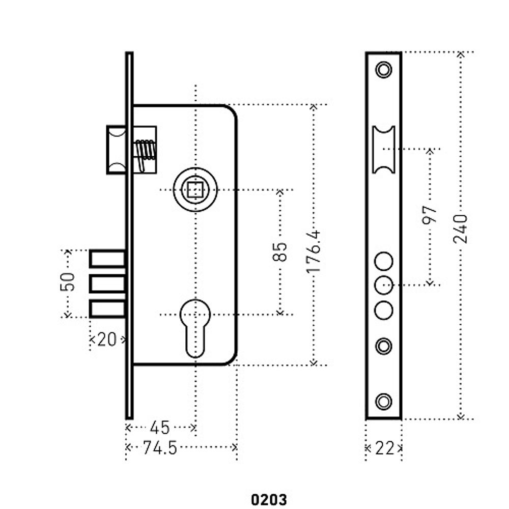 Замок врезной АЛЛЮР 0203 AC ст.медь