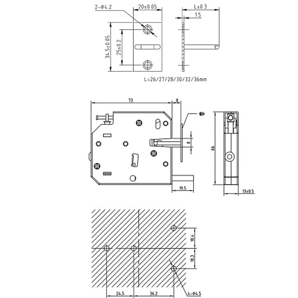 Электромеханический замок для постаматов EZ-S99N, 24 V, L-30