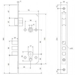 Замок врезной APECS 2800 CR хром