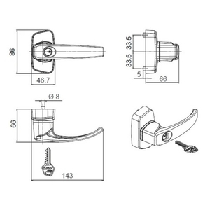 Внешняя ручка для Juvarra, цилиндр в рукоятке, черная