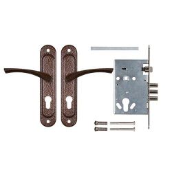 Корпус врезного замка с ручками на планке AJAX KIT А7-5555/3 W/B MOS /41567/