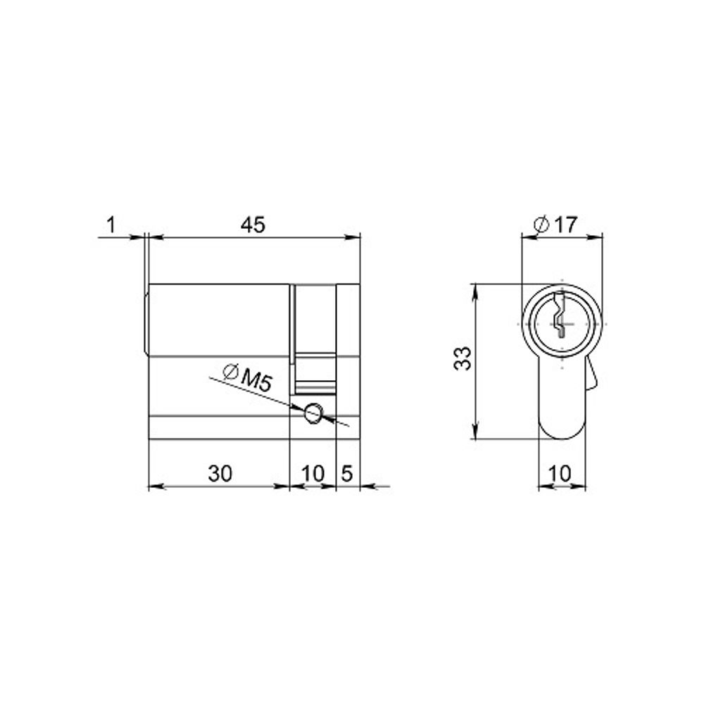 Цилиндровый механизм FUARO 100 ZA 45 (5+10+30) CP хром 5 кл. /59317/