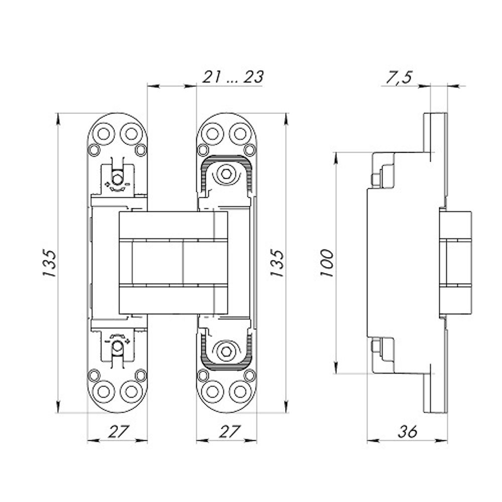 Петля скрытой установки ARMADILLO U3D7800.VPG (Koblenz K2760/K2780) AB бронза /50117/ (1 шт)