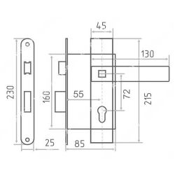 Замок врезной VETTORE 7255-4 SN мат.никель (Мотор Сич ЗВ7)