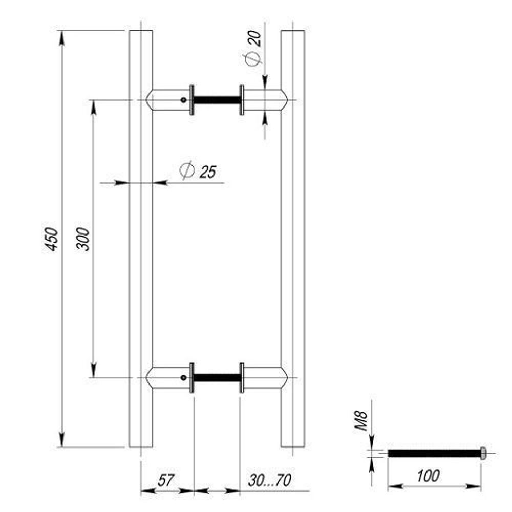 Размеры PH-22-25/300-INOX