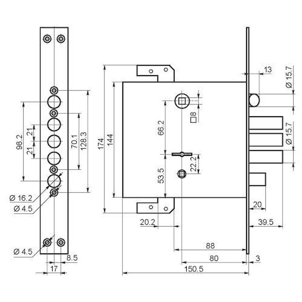 Замок врезной BORDER 77936 ЗВ9-8МК.3Т/15