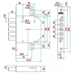 Замок врезной ЭЛЬБОР 1.06.02 Гранит