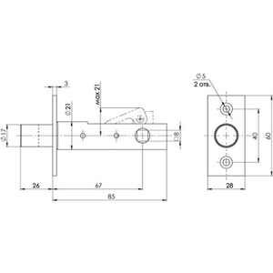 Задвижка врезная FUARO DB 867 CP хром (67мм) /20197/