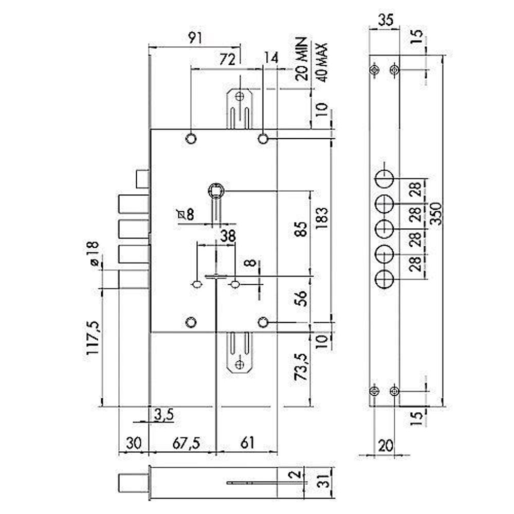 Замок врезной сувальдный CISA ANTIPICKING 57.535.48 0.00 HR, кл. 1.00122.00.1 /23443/
