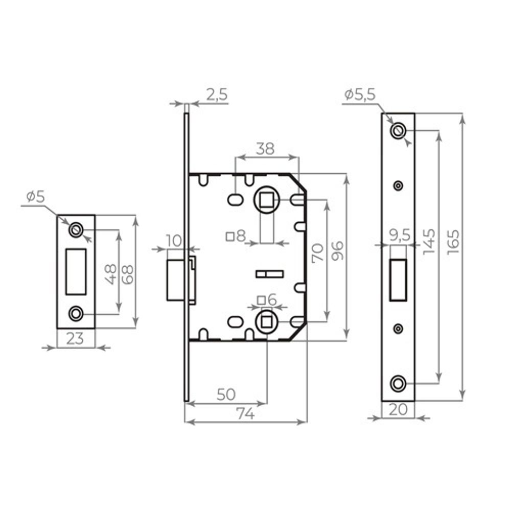 Защелка врезная магнитная AJAX MAGNLN72-50 AB бронза /49695/